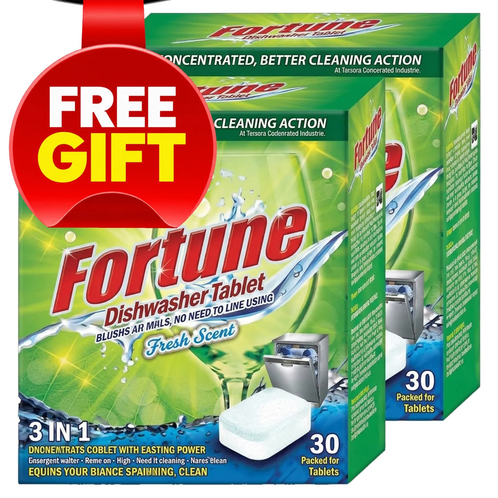 Fortune Dishwasher Tablets, 2 Packs free